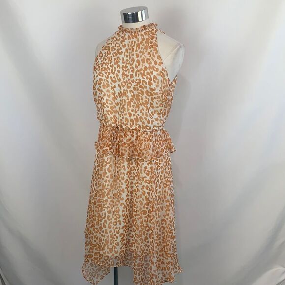 Sam Edelman tan animal print ruffle dress - Picture 1 of 10